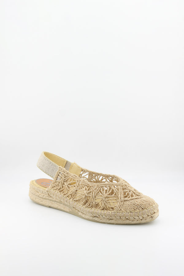 Salvi Calzados Open-Knit Espadrille Slingback with Elastic Strap