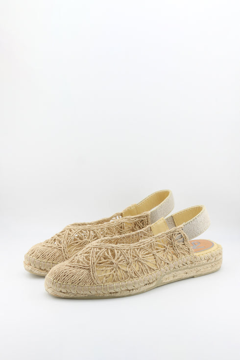Salvi Calzados Open-Knit Espadrille Slingback with Elastic Strap