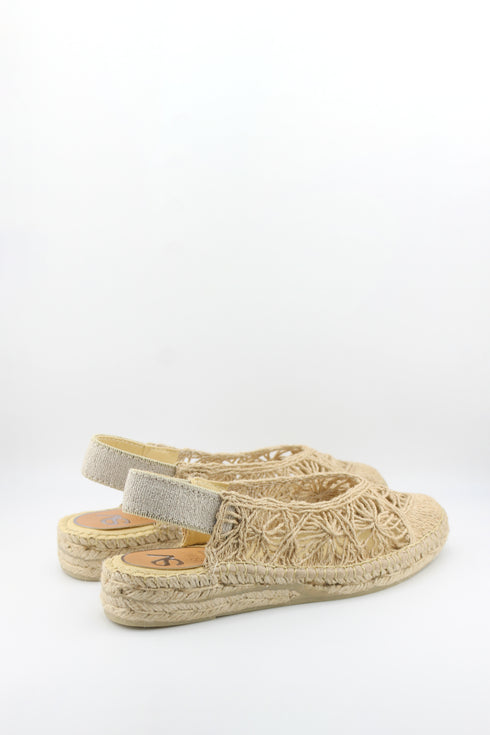 Salvi Calzados Open-Knit Espadrille Slingback with Elastic Strap