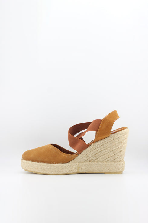 Verbenas Suede Espadrille Wedge with Criss-Cross Elastic Straps