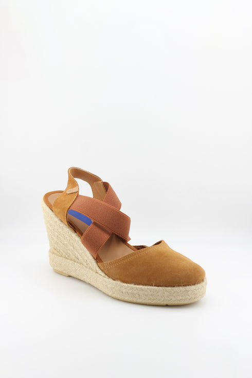 Verbenas Suede Espadrille Wedge with Criss-Cross Elastic Straps