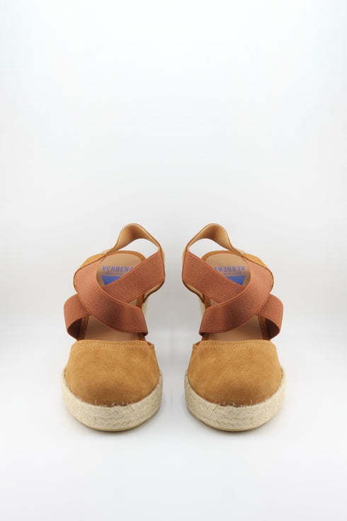 Verbenas Suede Espadrille Wedge with Criss-Cross Elastic Straps