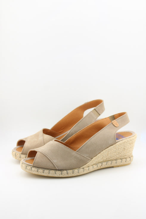 Verbenas Peep-Toe Suede Espadrille Wedges
