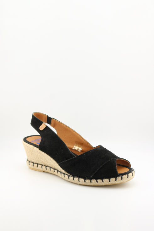 Verbenas Peep-Toe Suede Espadrille Wedges