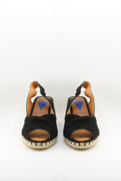 Verbenas Peep-Toe Suede Espadrille Wedges