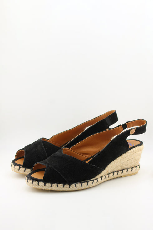 Verbenas Peep-Toe Suede Espadrille Wedges