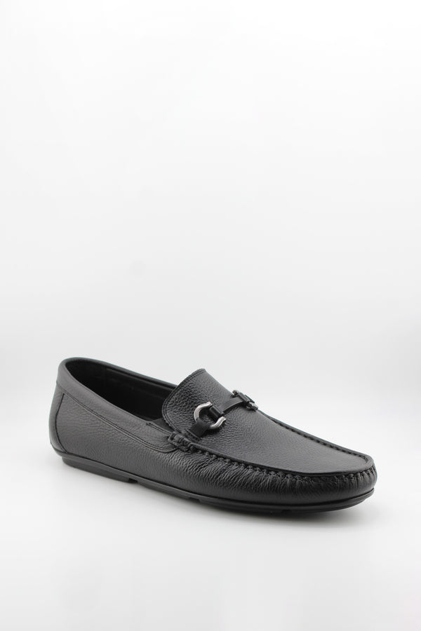 DFC Relax Men Textured Leather Slip-On with Metal Strap Detail