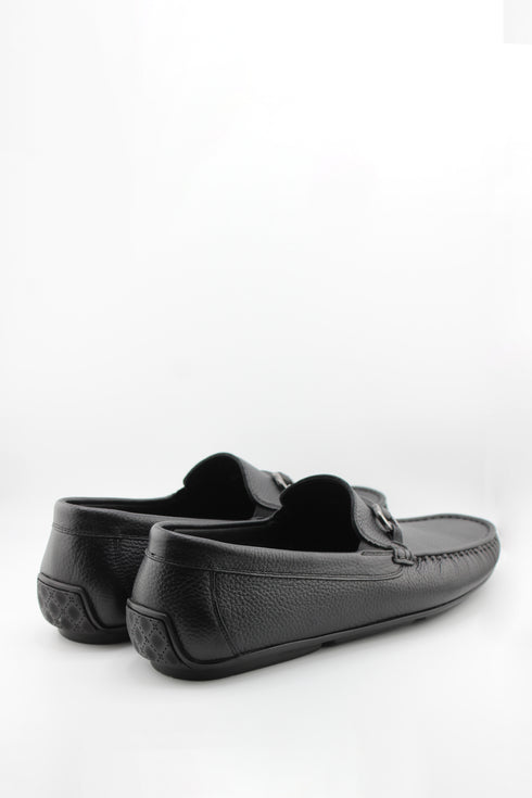DFC Relax Men Textured Leather Slip-On with Metal Strap Detail