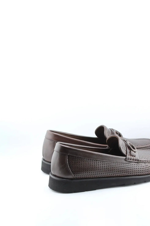 DFC Relax Men Perforated Leather Loafers with Buckle