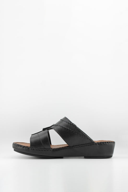 DFC Relax Men Leather Slide Sandals with Stitch Detail