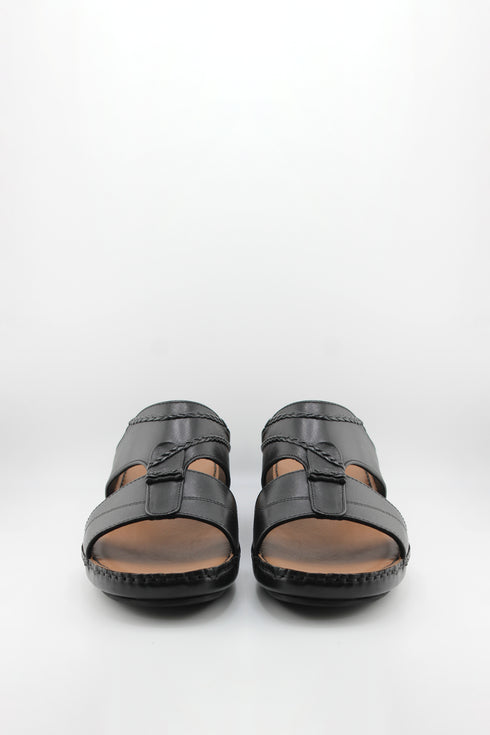 DFC Relax Men Leather Slide Sandals with Stitch Detail