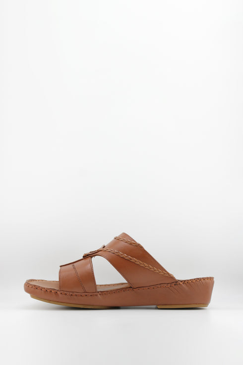 DFC Relax Men Leather Slide Sandals with Stitch Detail