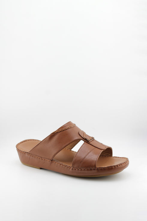 DFC Relax Men Leather Slide Sandals with Stitch Detail