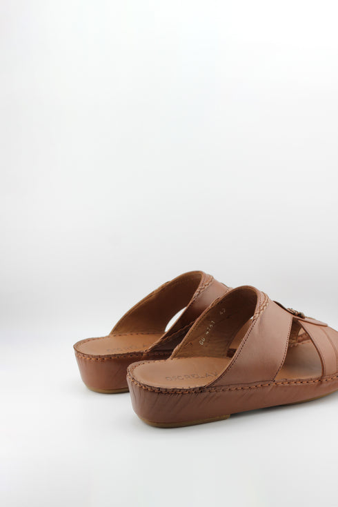 DFC Relax Men Leather Slide Sandals with Stitch Detail