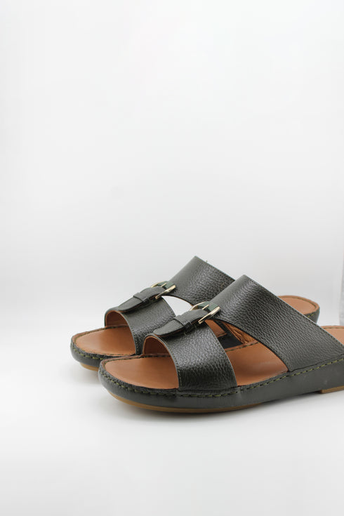 DFC Relax Men Leather Slide Sandals with Buckle