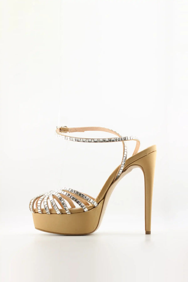 Sante Strappy Rhinestone Platform Sandal Heels