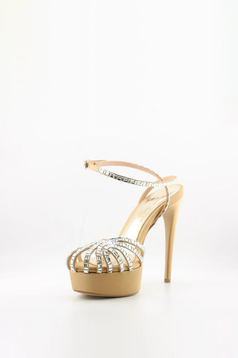 Sante Strappy Rhinestone Platform Sandal Heels