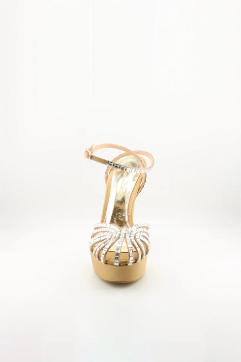 Sante Strappy Rhinestone Platform Sandal Heels