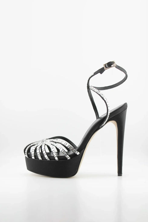 Sante Strappy Rhinestone Platform Sandal Heels