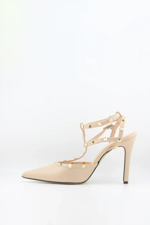 Sante Pointed Toe Studded Strap Heels