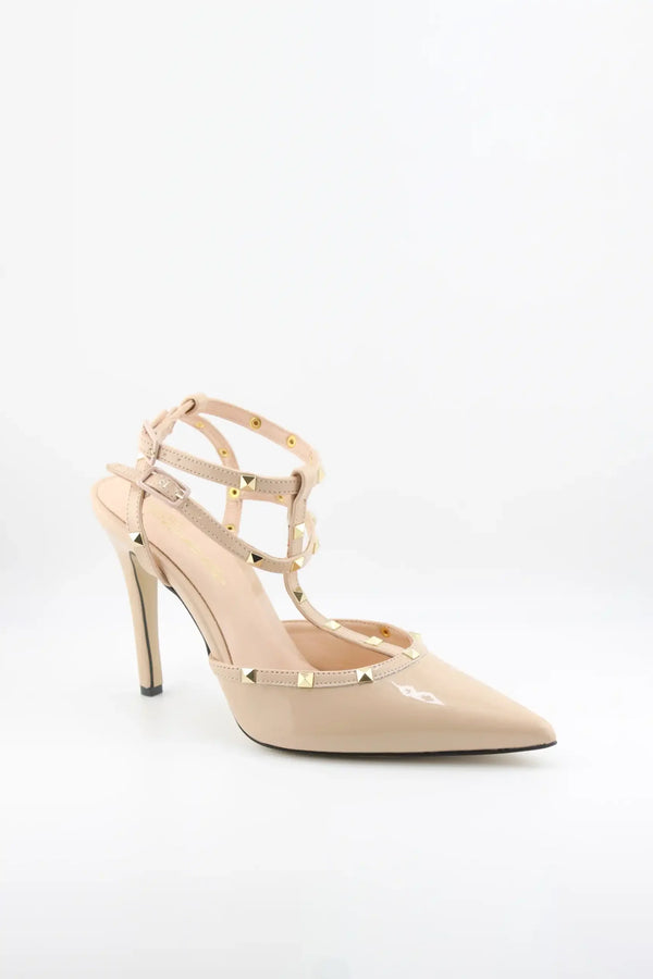 Sante Pointed Toe Studded Strap Heels