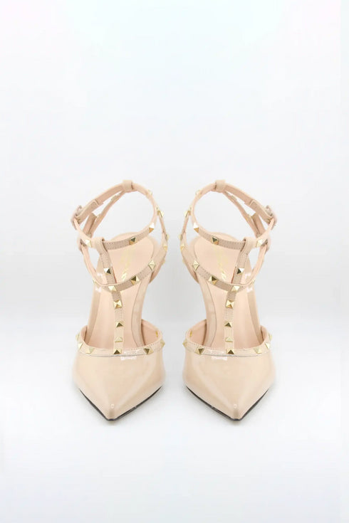 Sante Pointed Toe Studded Strap Heels
