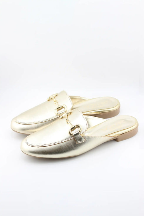 Sante Leather Slip-On Loafer with Gold Chain