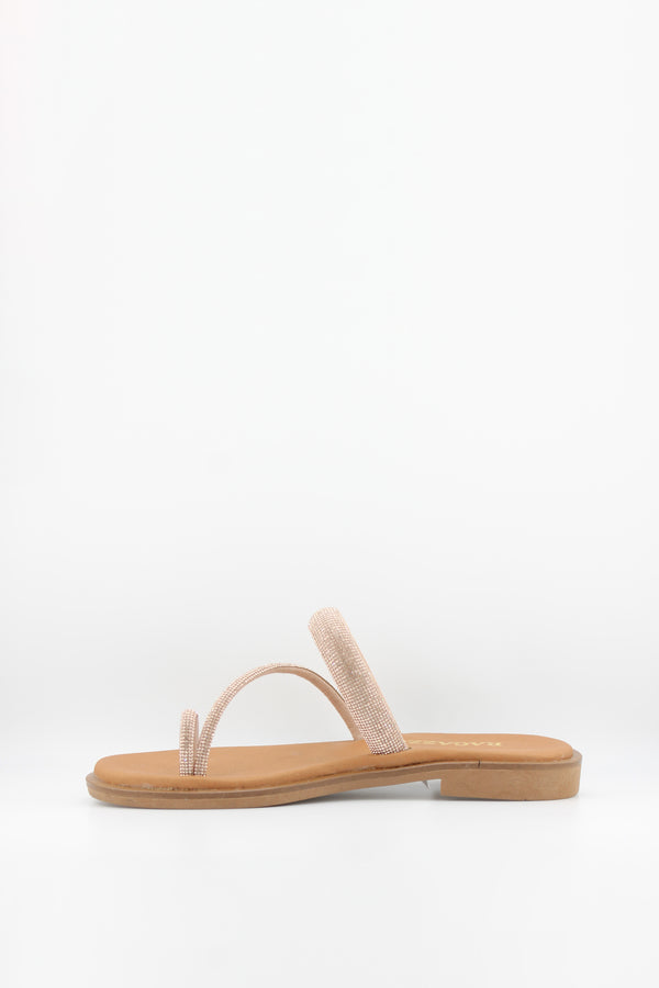 Ragazza Minimalist Textured Strap Slide Sandals