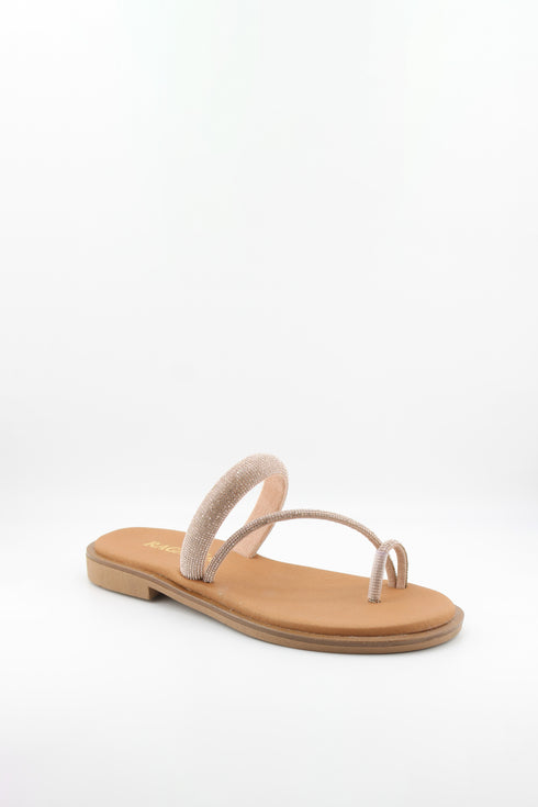 Ragazza Minimalist Textured Strap Slide Sandals