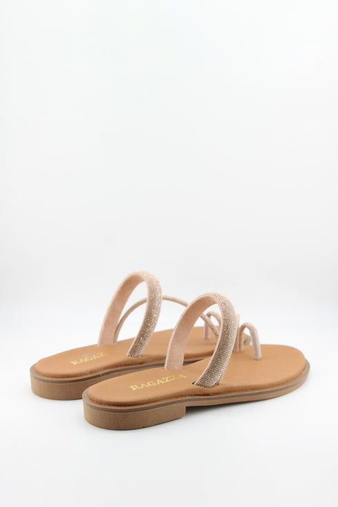 Ragazza Minimalist Textured Strap Slide Sandals