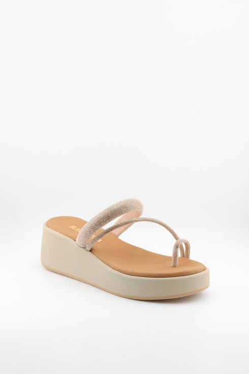 Ragazza Platform Wedge Sandals with Rhinestone Straps