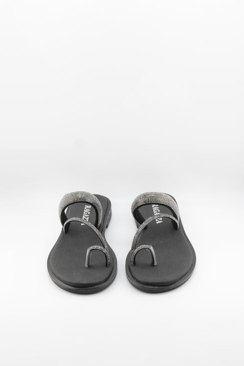Ragazza Minimalist Textured Strap Slide Sandals