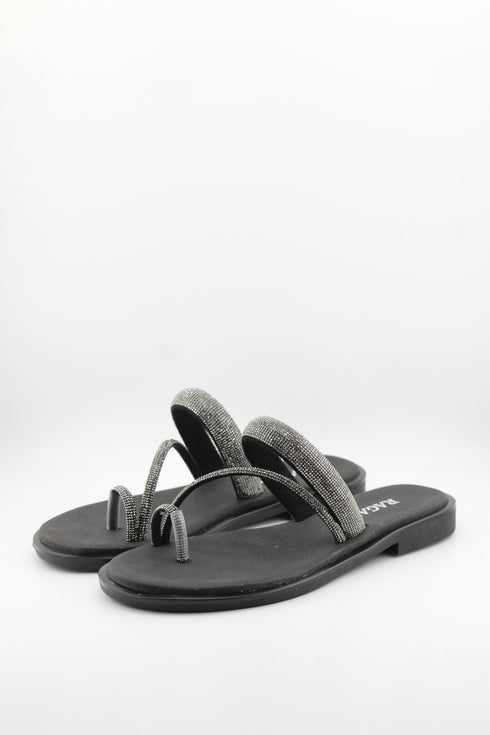 Ragazza Minimalist Textured Strap Slide Sandals