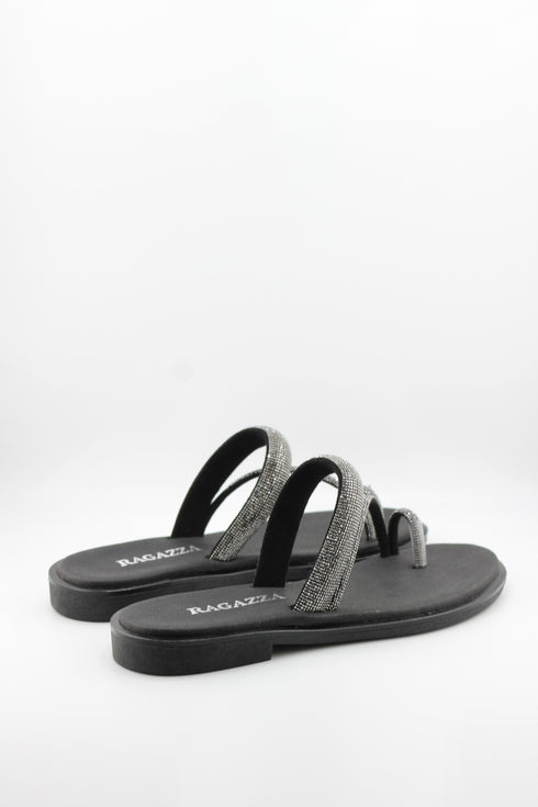 Ragazza Minimalist Textured Strap Slide Sandals