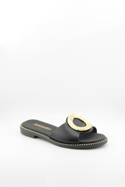 Ragazza Slide Sandals with Embellished Buckle