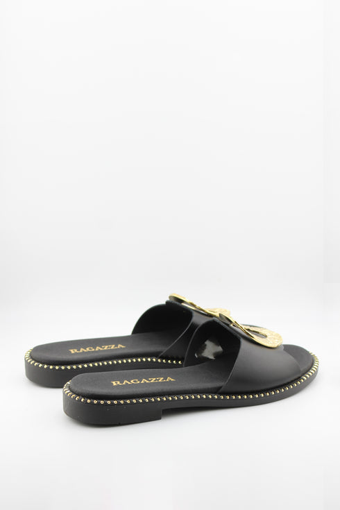 Ragazza Slide Sandals with Embellished Buckle