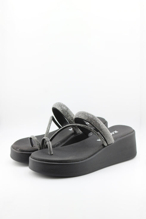 Ragazza Platform Wedge Sandals with Rhinestone Straps