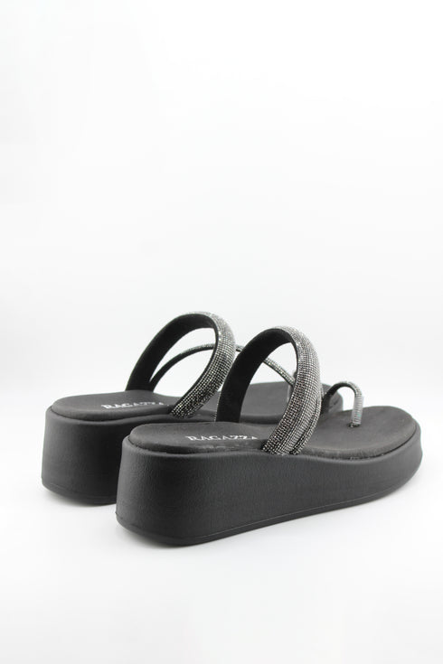 Ragazza Platform Wedge Sandals with Rhinestone Straps