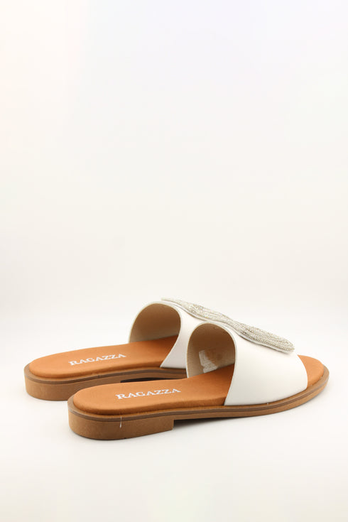 Ragazza Embellished Square Accent Slide Sandals