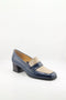 DFC Relax Block Heel Two-Tone Leather Loafers