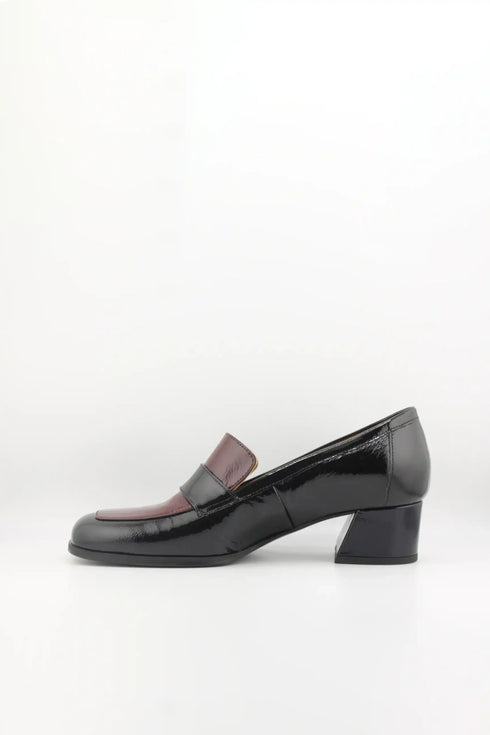 DFC Relax Block Heel Two-Tone Leather Loafers