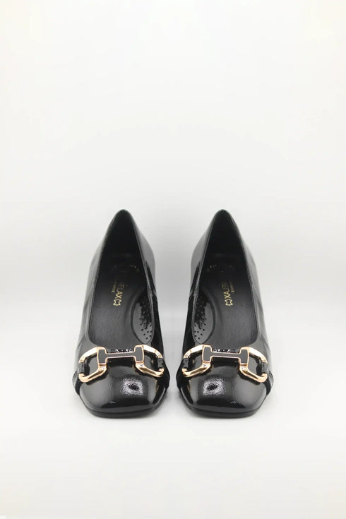 DFC Relax Patent Square-Toe Block Heel Loafers