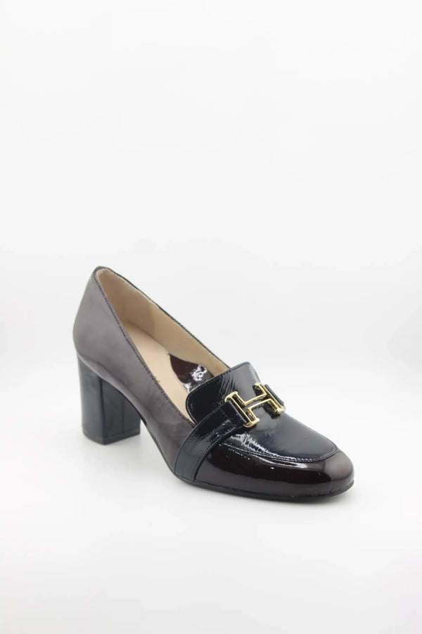 DFC Relax Buckled High-Shine Block Heel Loafer
