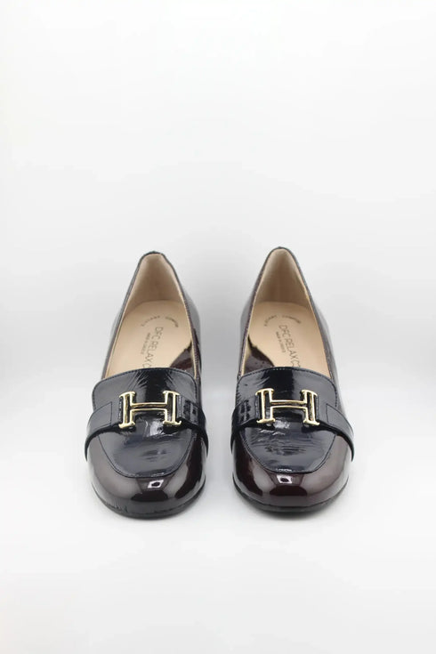 DFC Relax Buckled High-Shine Block Heel Loafer