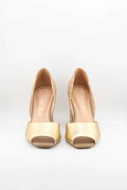 Capelli Rossi Geometric Heel Open-Toe Pumps