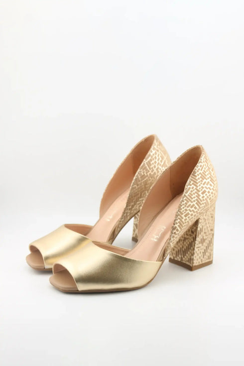 Capelli Rossi Geometric Heel Open-Toe Pumps