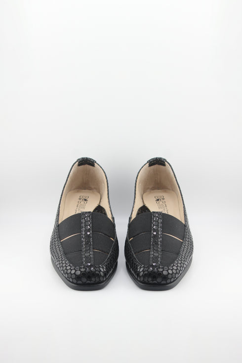 DFC Relax Textured Slip-On Comfort Wedge Loafer with Elastic Panels
