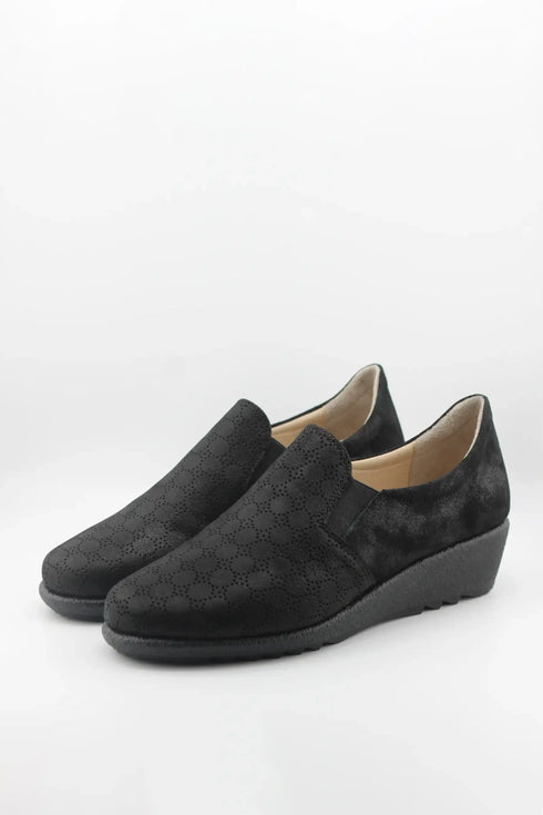 DFC Relax Decorative Perforated Slip-On Wedge Loafer