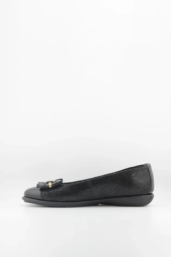 DFC Relax Textured Ballet Flats with Bow Accent