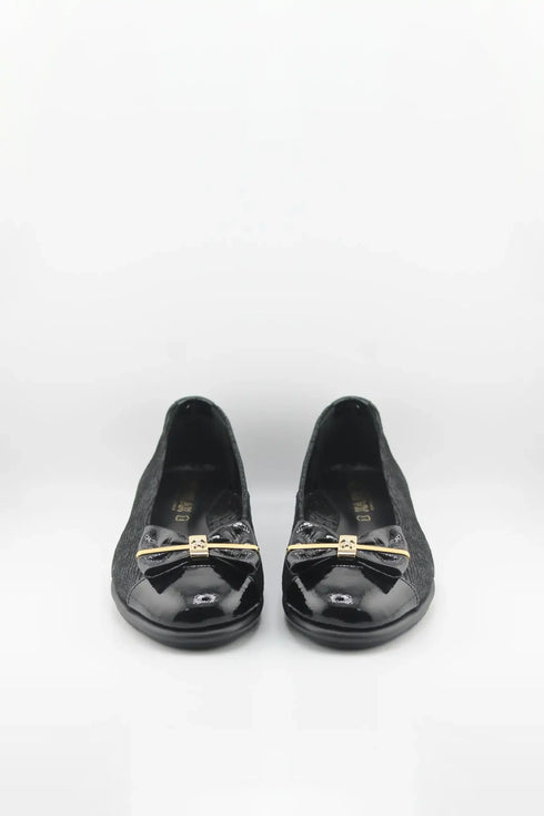 DFC Relax Textured Ballet Flats with Bow Accent